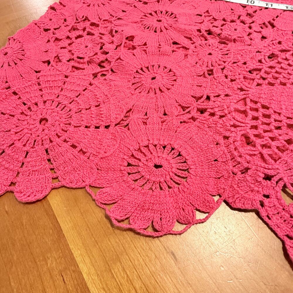 Lumiere Pink Crochet Tank Top Scalloped Open Knit Boho Large NWT - Picture 5 of 12